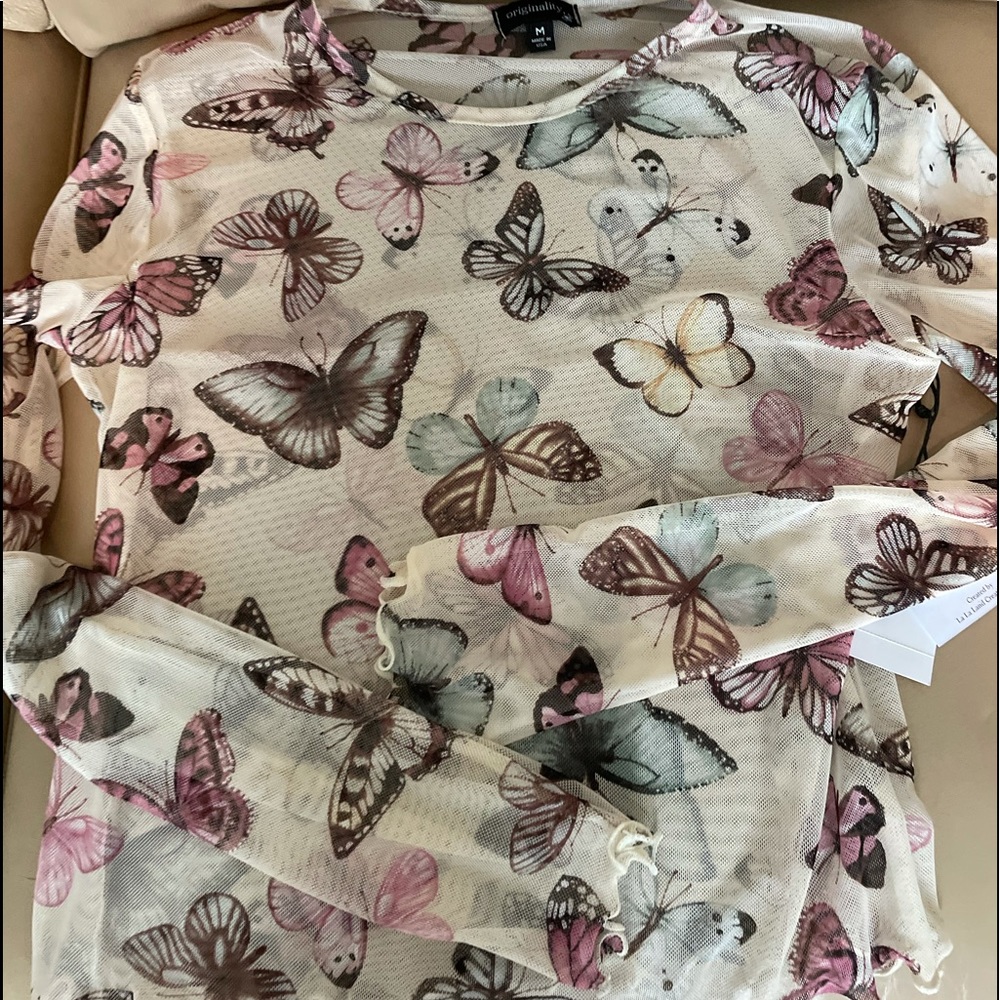 Sheer butterfly top, size M
